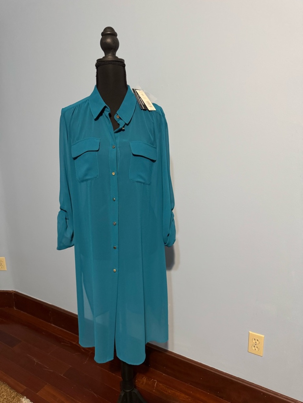 Investments Teal Long Sleeve Shirt Dress